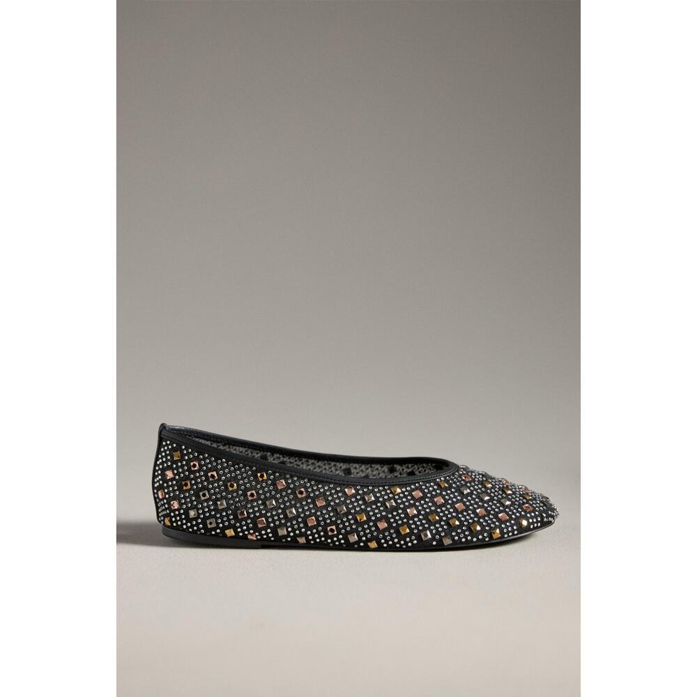 Anthropologie Women's Glitz Mesh Flats Shoes Black Size 10 - Picture 2 of 12